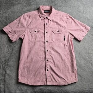 The Hundreds Button Up Shirt Mens Large Pink Coral Short Sleeve